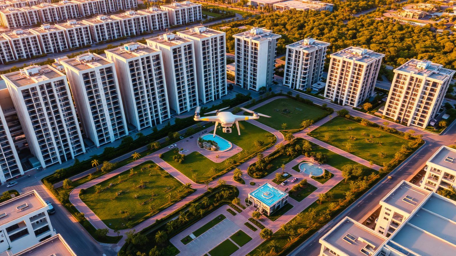 Aerial view of a residential township development