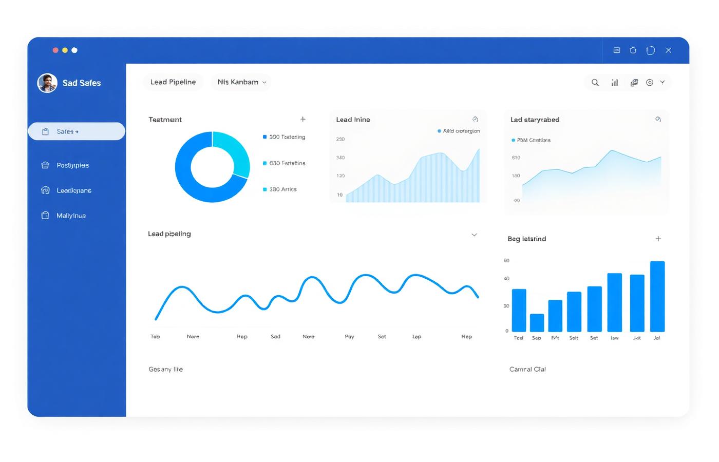 CRM dashboard showing lead pipeline and analytics